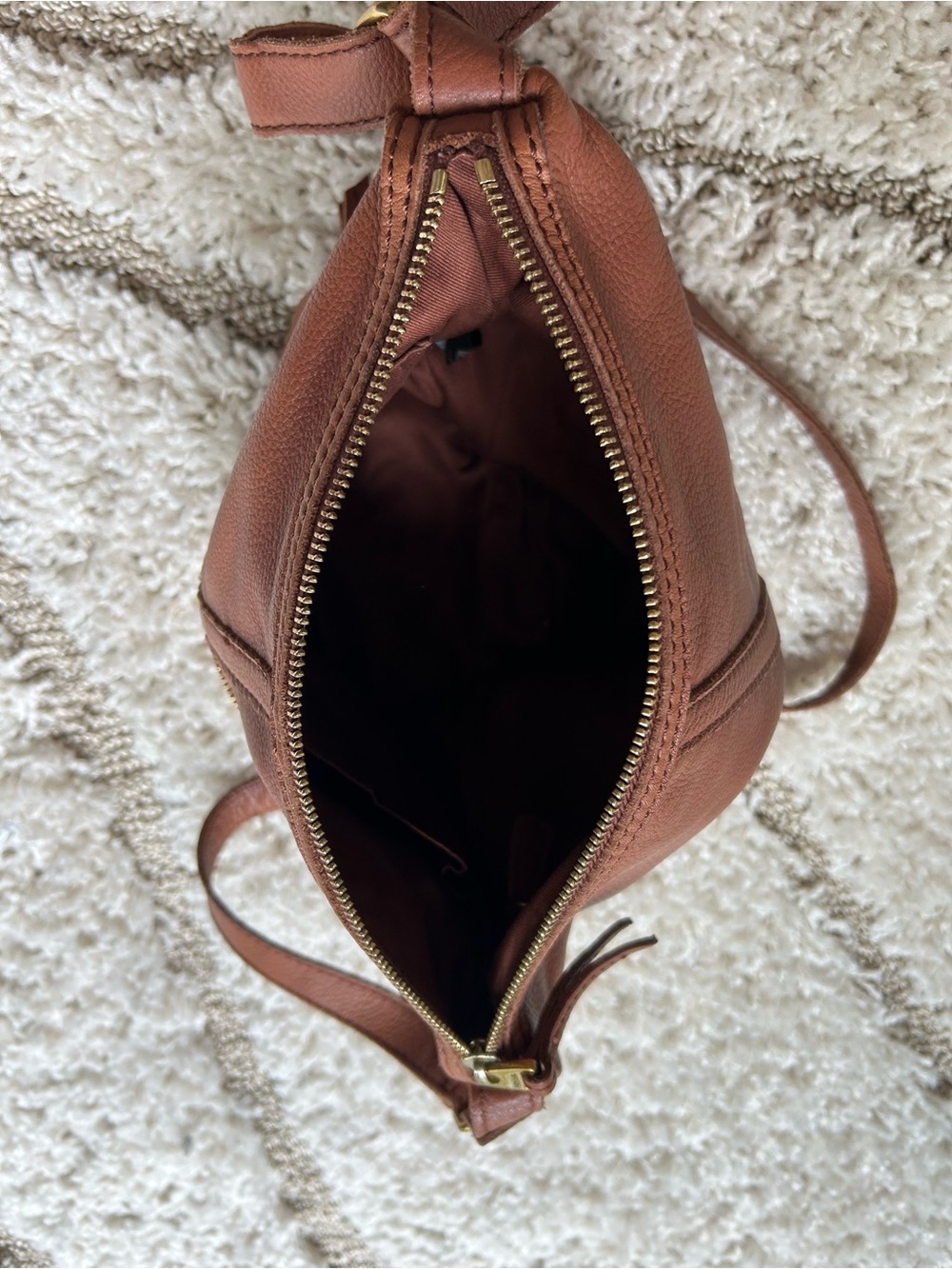 Vintage Fossil brown pebbled leather crossbody bag - Picture 7 of 7